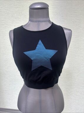 ultracor Black Crop Sports Bra with Blue Star